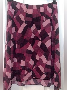 mine Abstract Geometric A-Line Skirt in Berry and Plum